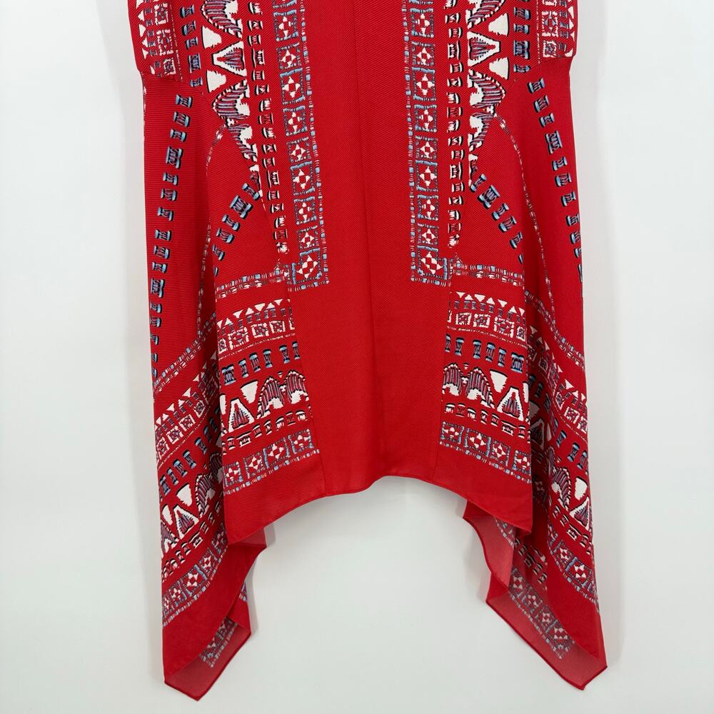 BCBG Maxazria Red V-Neck Handkerchief Hem Sleeveless Dress Women’s Medium - Picture 3 of 11